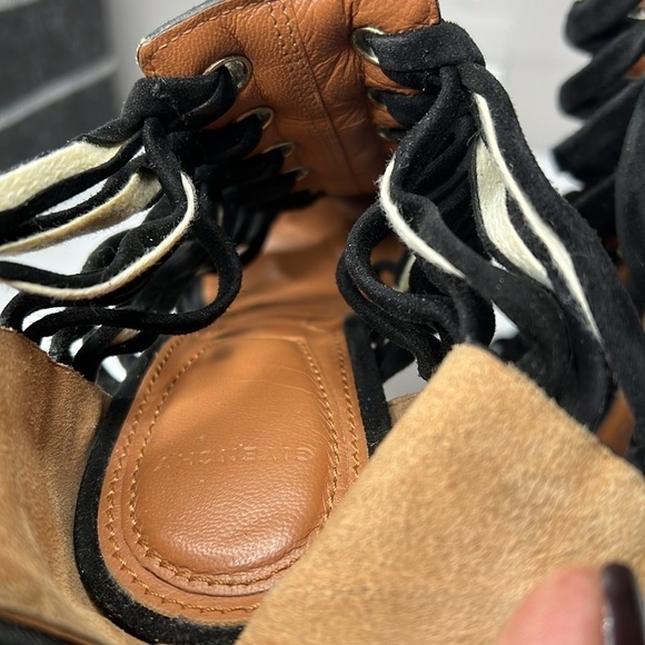 Givenchy Sz 38.5 Black Suede High Heel Peep Toe Strappy Back Zip Sandals Booties - Picture 9 of 11